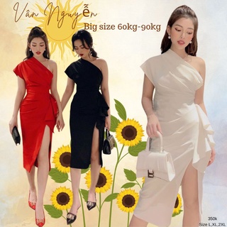 Đầm tiệc big size lệch vai xẻ đùi từ 60kg-90kg