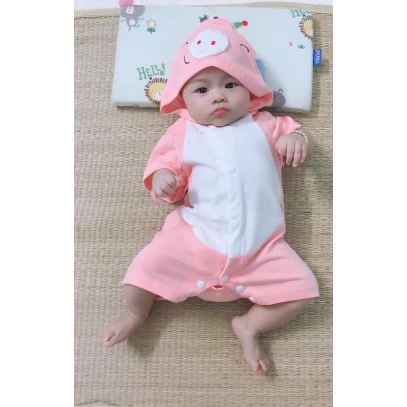 Body đùi in hình thú có mũ ngộ ngĩnh cho bé trai và bé gái sơ sinh 3-14kg, hàng đẹp - BD15