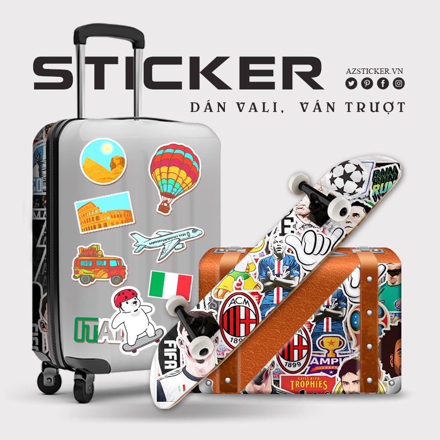 Sticker In Hình Bóng Đá  | Dán Nón Bảo Hiêm, Điện Thoại, Laptop, Bình Nước...Chống Nước, STK85-50