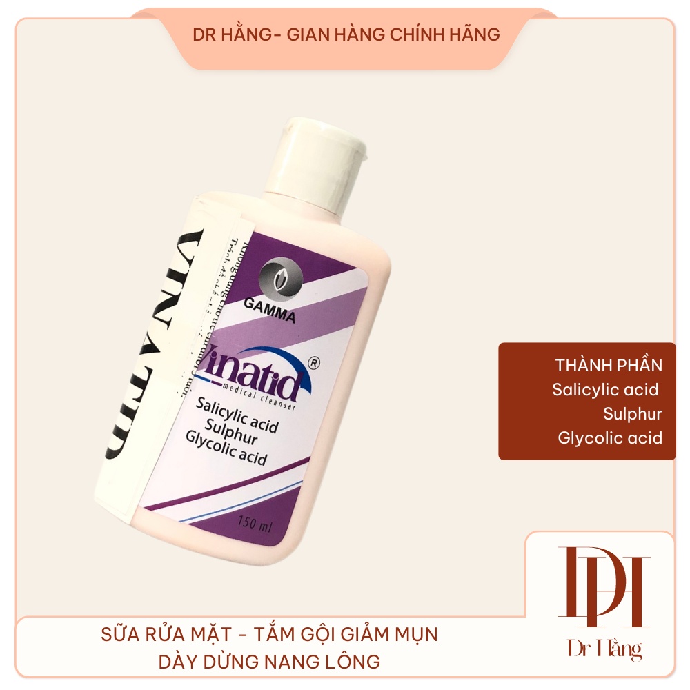 Vinatid sữa rửa mặt và tắm gội ngừa mụn ,giảm gàu ngứa ,dày sừng nang lông 150ml
