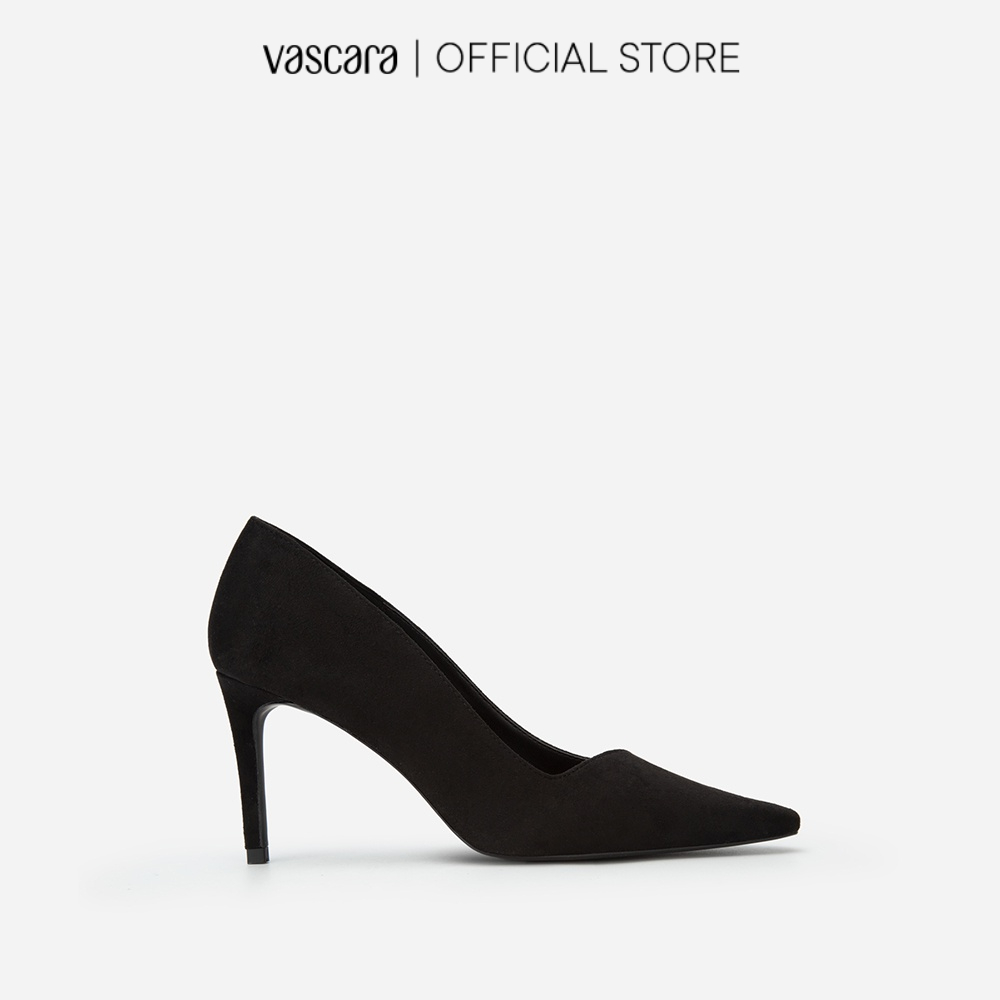 Vascara Giày Cao Gót Nubuck Phối Viền Chỉ Nổi - BMN 0508 - Màu Đen