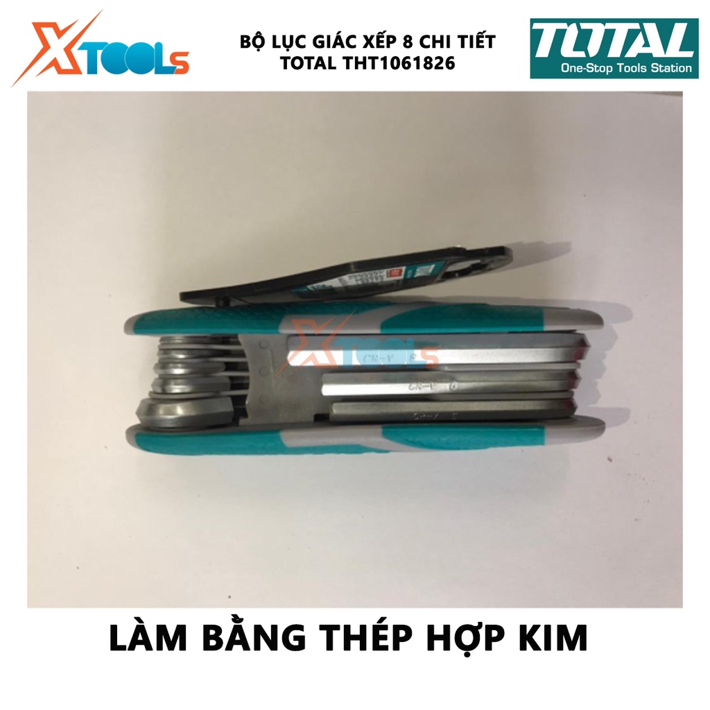 Bộ lục giác xếp 8 chi tiết Total THT1061826 | bộ 8 chìa lục giác đầu tròn kích thước 2-8mm hỗ trợ vặn mở được dễ dàng