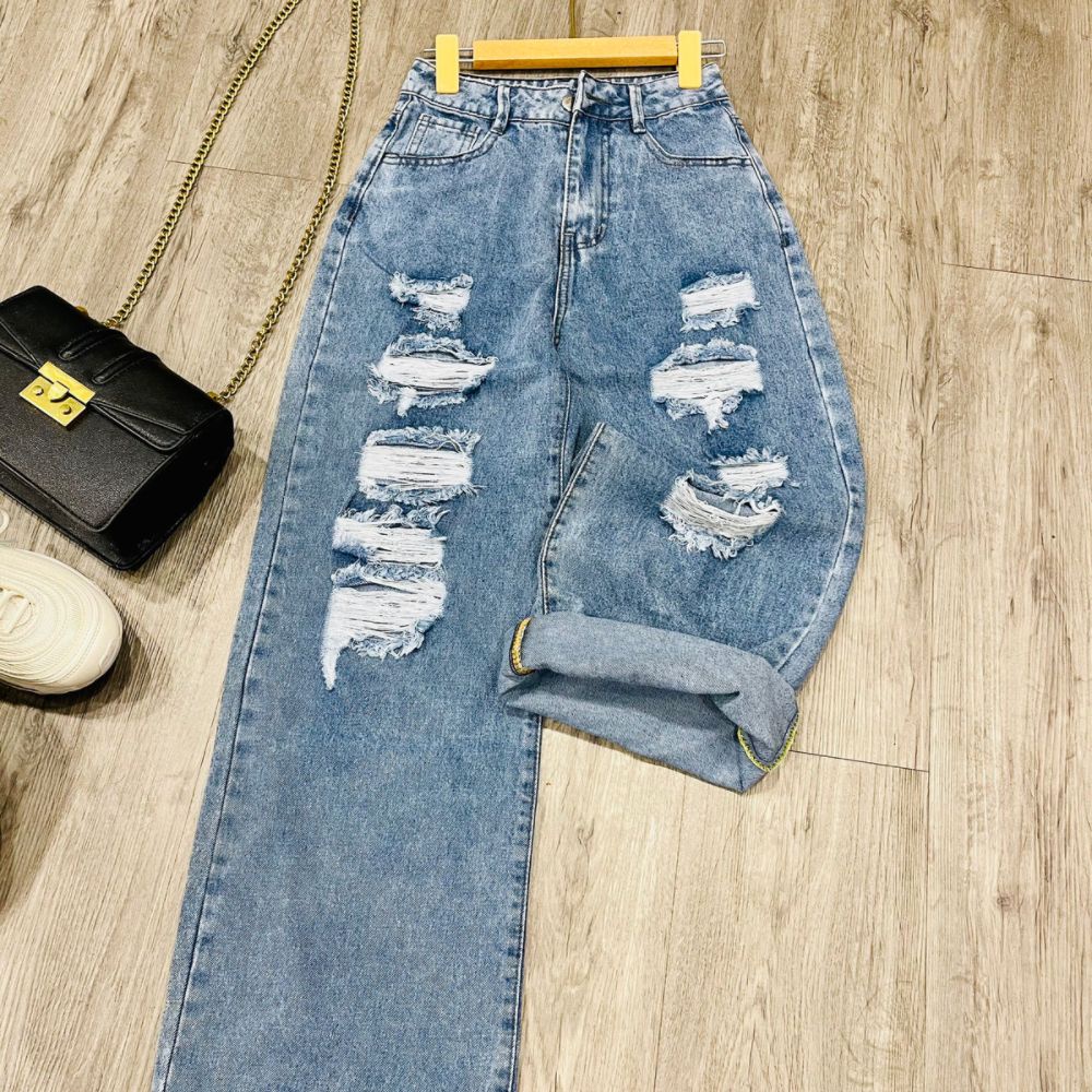 Quần baggy nữ, quần jeans baggy nữ ống rộng chất không co dãn size S M L SKUQ-10