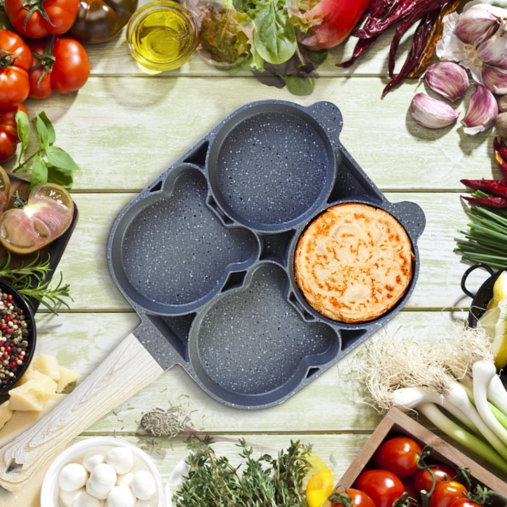 Chảo chiên trứng ốp la 4 ngăn chống dính có/ không có phụ kiện tiện lợi dành cho nhà bếp