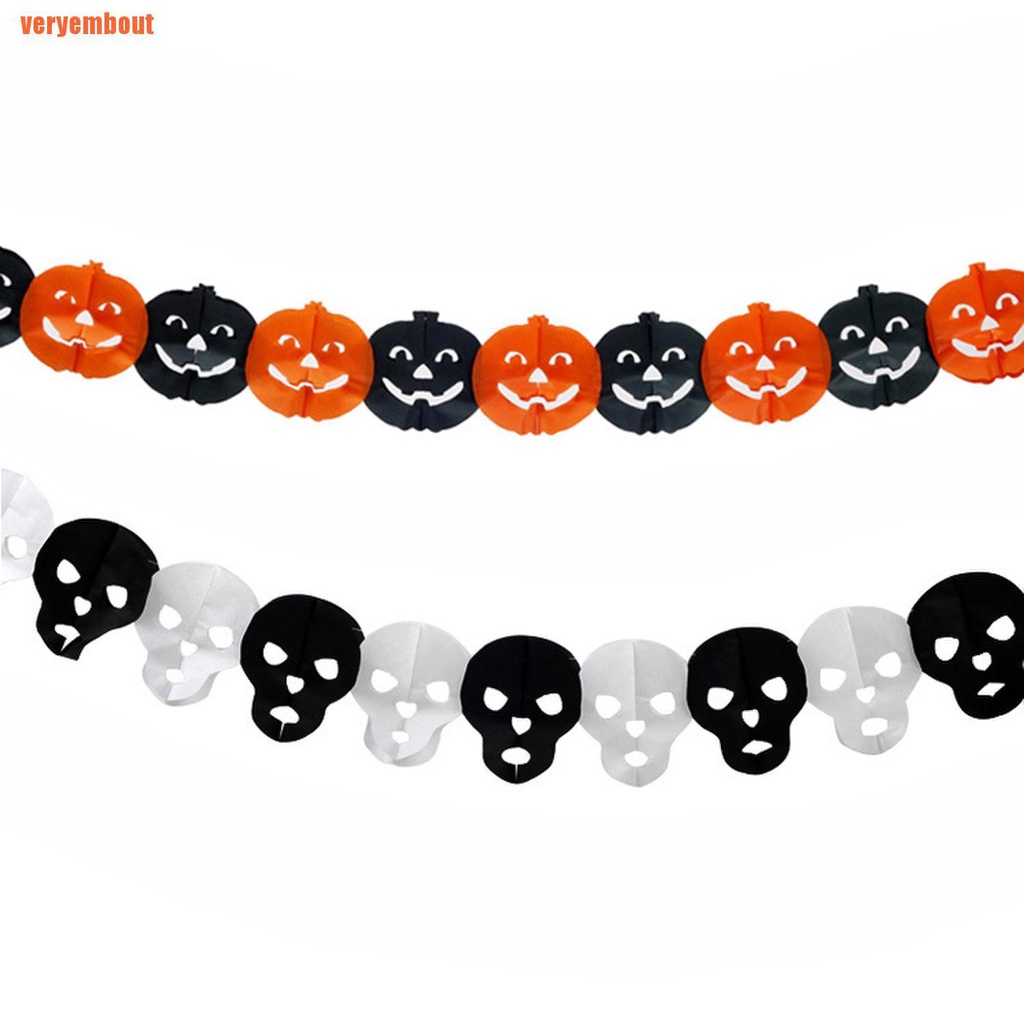 Halloween Paper Chain Garland Decorations pumpkin bat ghost spider Skull