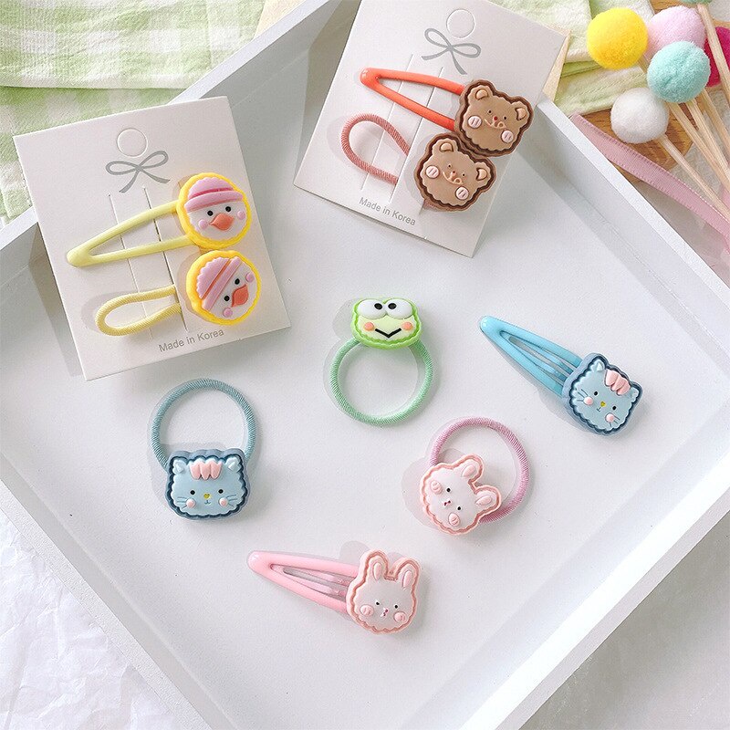 Set 2 Kẹp Tóc Hình Gấu / Thỏ Dễ Thương Cho Bé Gái