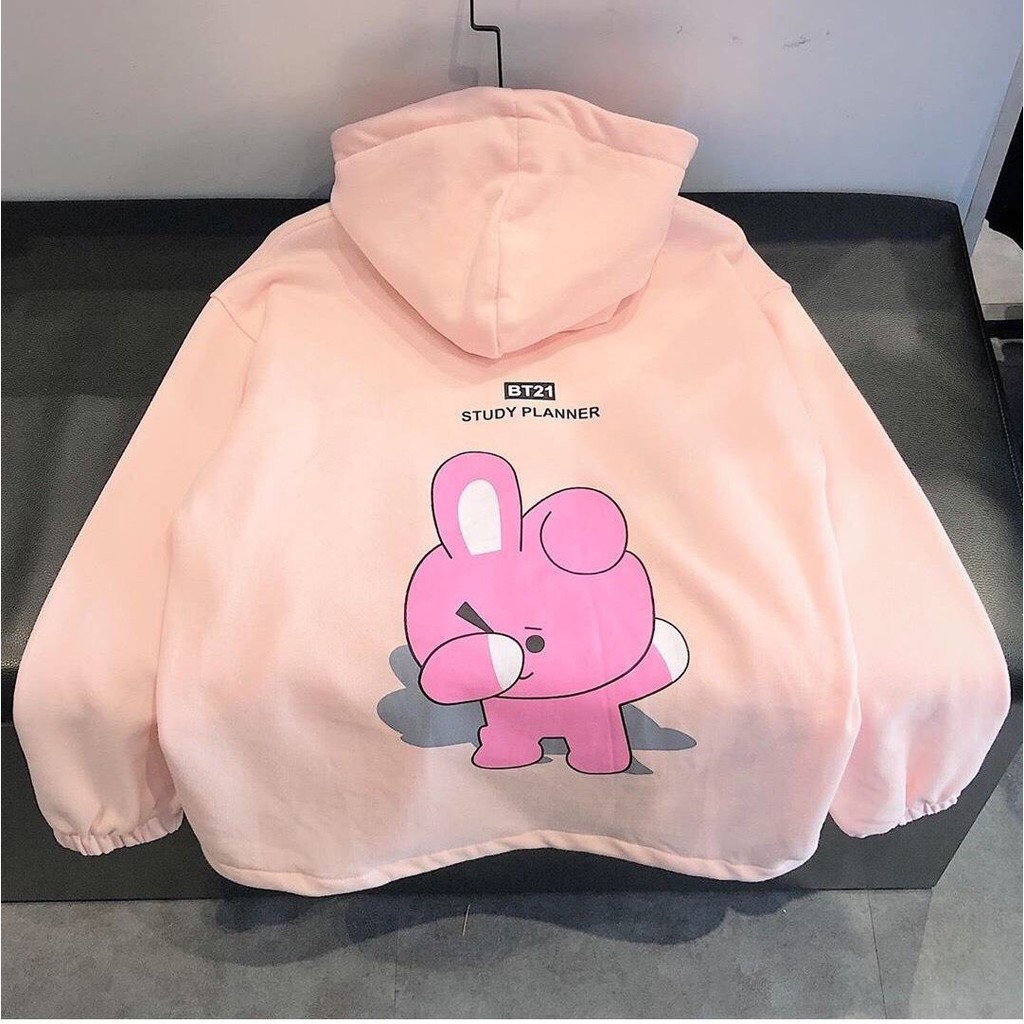 Áo khoác Hoodie nỉ nam nữ form rộng BT 21 Freesize mặc vừa từ 40-65kg Molly Fashion