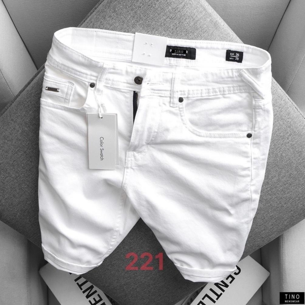 Quần short đùi jean nam AD221 trắng trơn không rách gối chất bò cao cấp co dãn 4 chiều, quần rin nam Nhiều Mẫu Mới ⚡