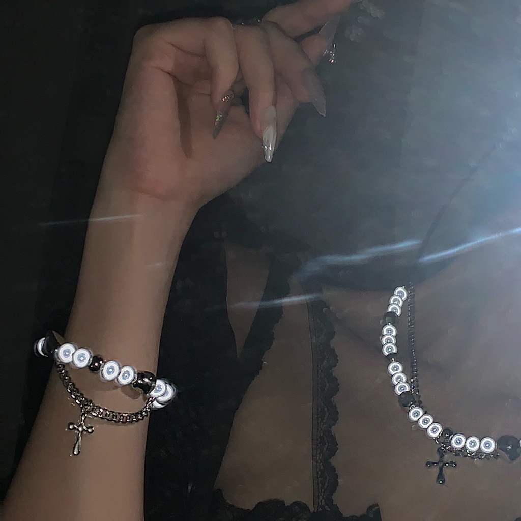 Vòng Tay Chuỗi Hạt Hình Thánh Giá Phong Cách hip hop Châu Âu Cá Tính
