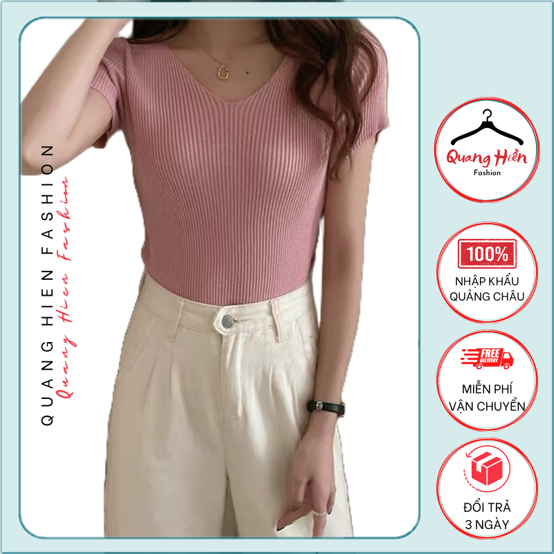 Áo len tăm Quảng Châu cổ tim basic freesize MS230