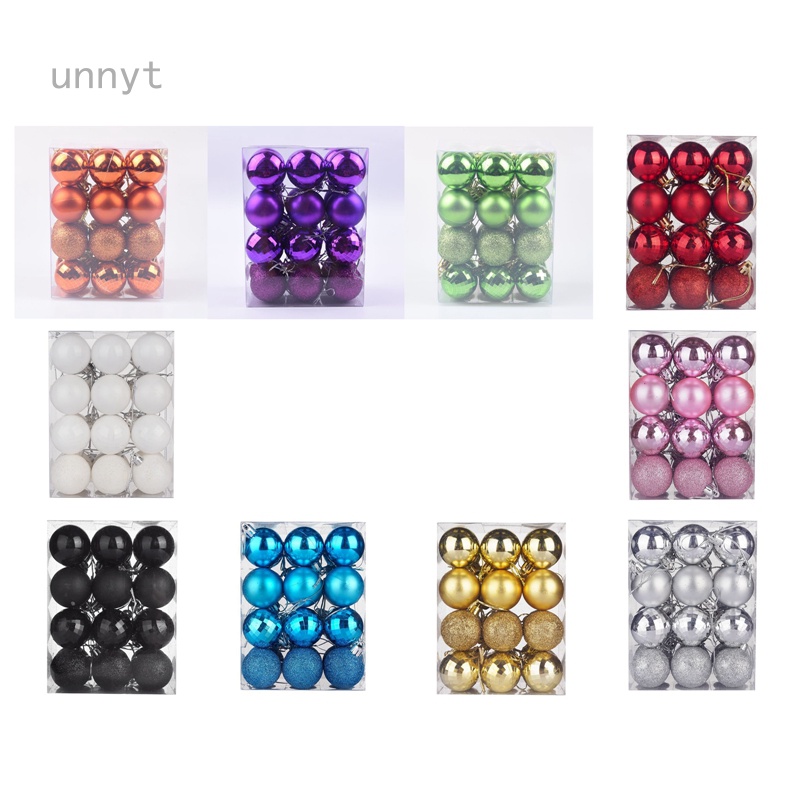 Bộ 24 Quả Châu Mini Trang Trí Cây Thông Giáng Sinh Chống Vỡ