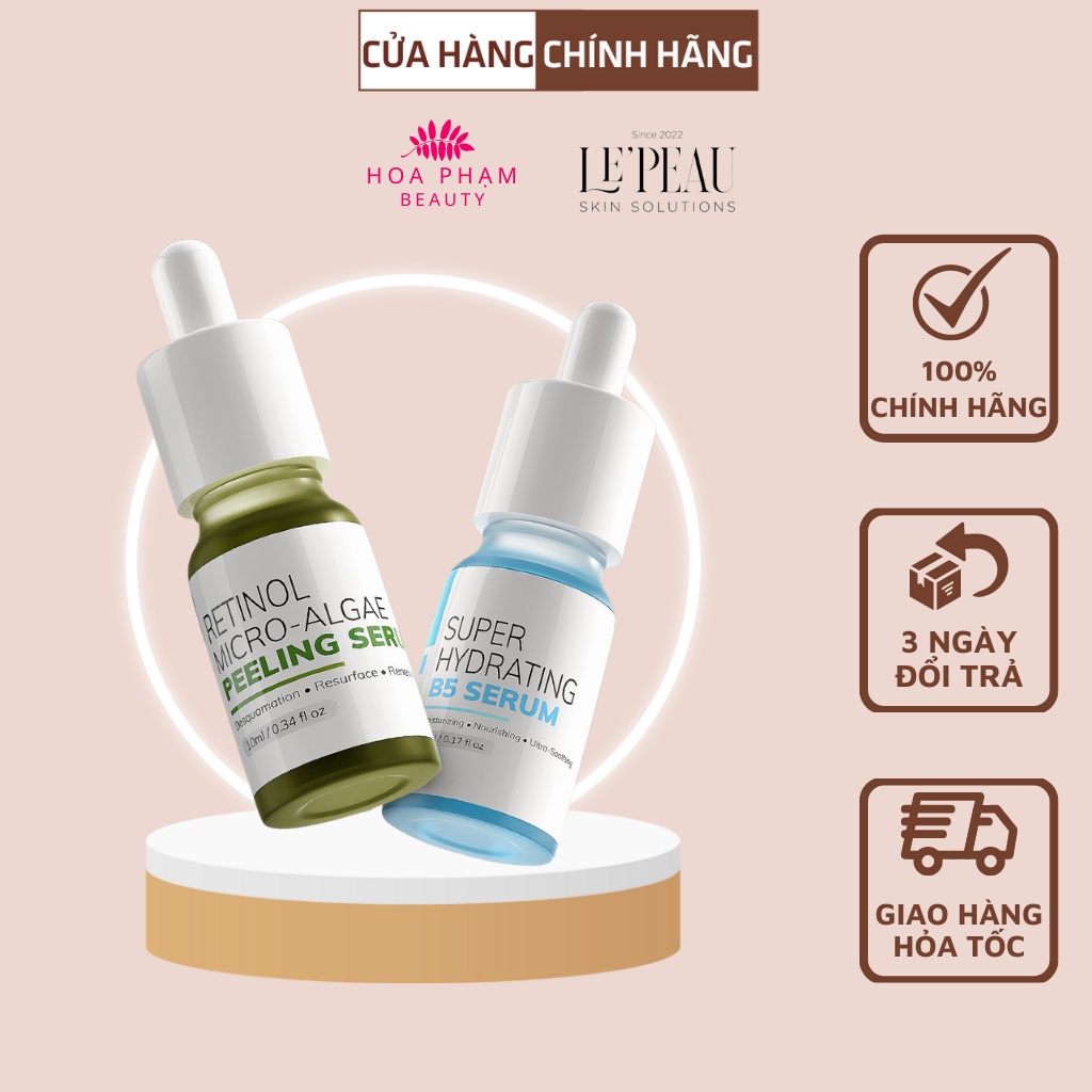 Serum peel da vi tảo retinol Le'peau 10ml giúp tái tạo da, làm mịn và sáng da, se khít lỗ chân lông