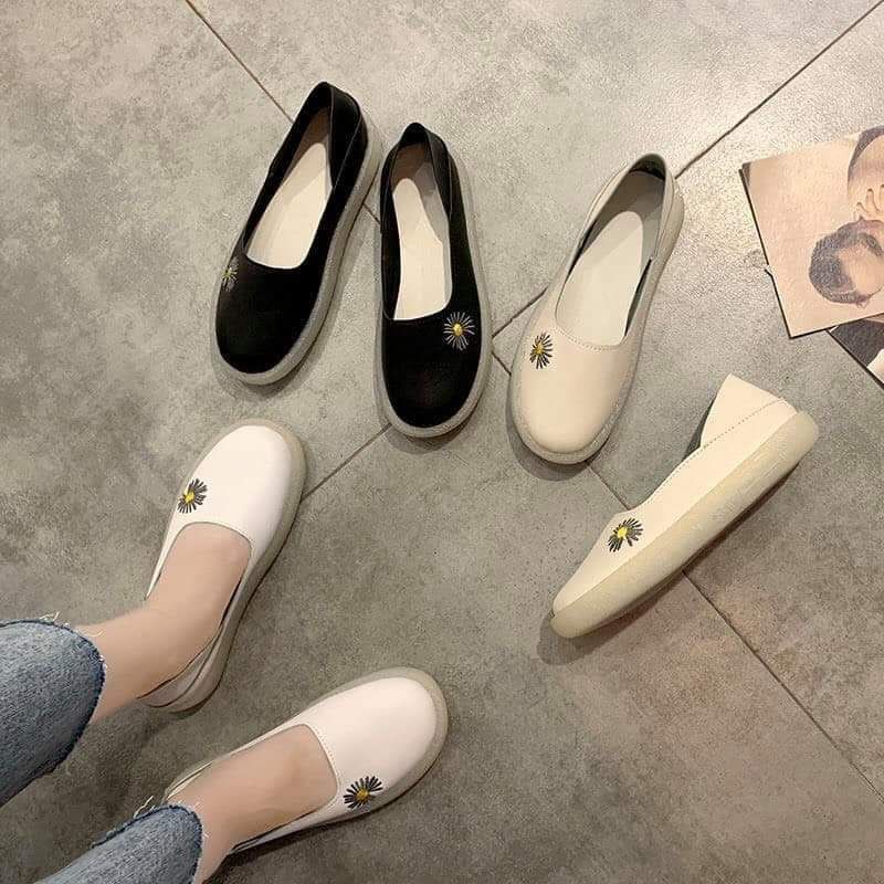 (ODER BIGSIZE) Giày lười hoa cúc đế cao su big size nữ (35-43)