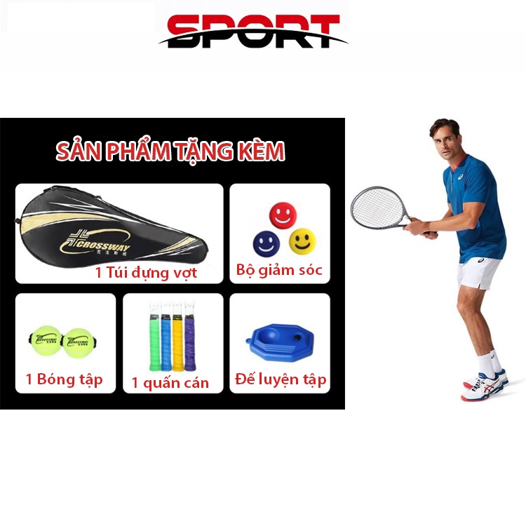 Vợt Tennis W205 Sợi Carbon cao cấp, tặng kèm bóng và đế tập