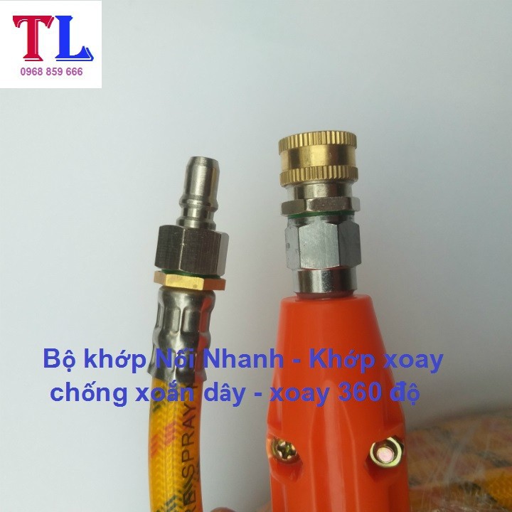 khớp nối nhanh - Khớp xoay chống xoắn dây phun xịt rửa xe (ren 14mm dùng cho súng đầu ren bằng)