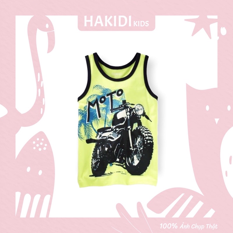 1 Áo thun sát nách/ áo thun ba lỗ bé trai hình xe moto OK Vn xuất xịn size 5T