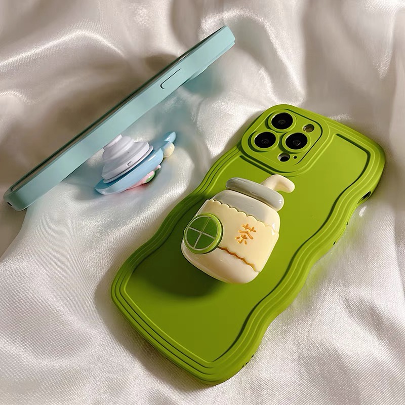 Ốp Điện Thoại Mềm Hình Trà Sữa Gắn Dây Ruy Băng Cho Iphone 14pro max 14 plus 12 pro max 11 pro max xs max xr x 13promax plus