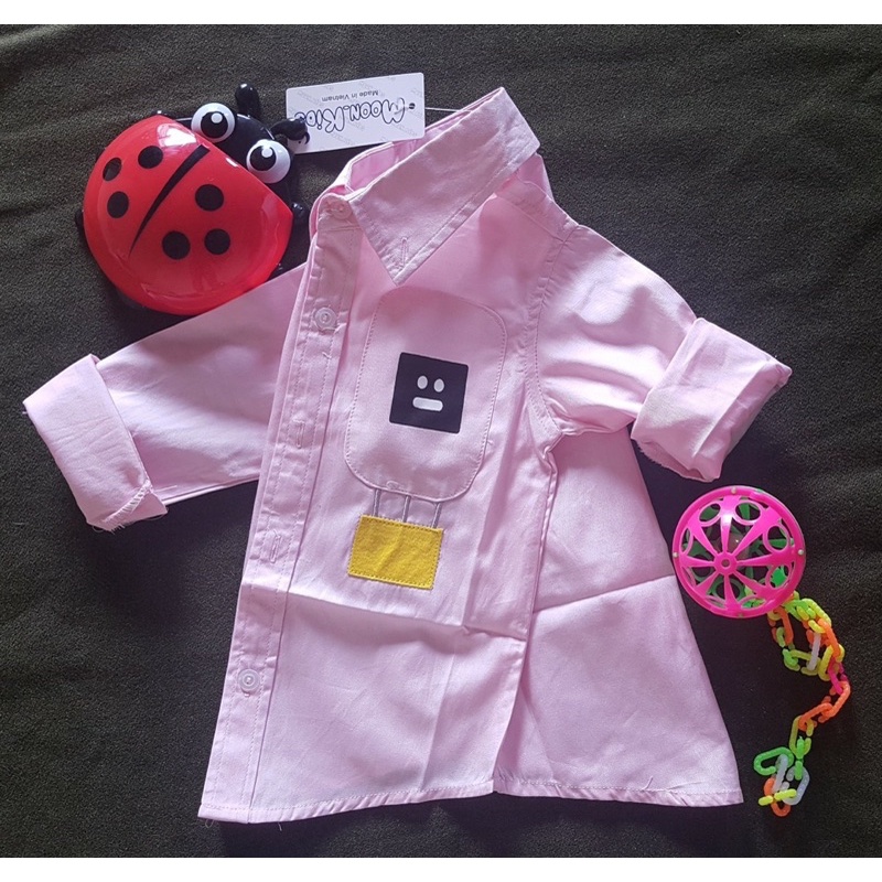 SƠMI DÀI TAY BÉ TRAI IN HÌNH MẶT CƯỜI.AO04