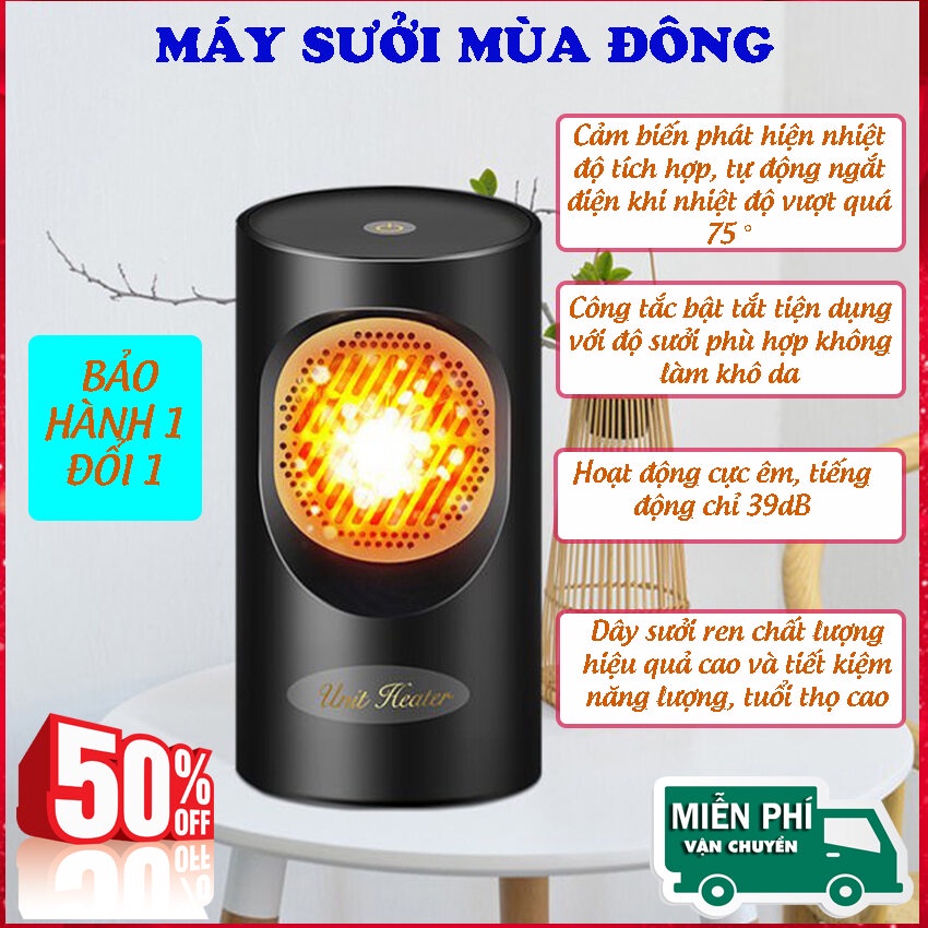 Máy sưởi mini an toàn cho gia đình Cao Cấp, Máy Sưởi Mùa Đông Warm Heart ELF - Hàng Chính Hãng - Bảo Hành Uy Tín