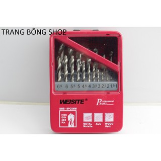 Bộ 19 mũi khoan sắt 1-10mm WEISITE thép không gỉ