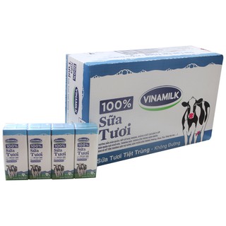 Thùng 48 hộp sữa tươi Vinamilk không đường 100% 180ml