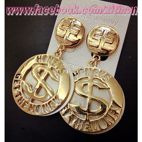 Khuyên tai bản to SS vàng