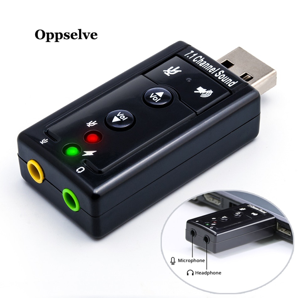 Bộ chuyển đổi kênh âm thanh ảo USB 7.1 với giắc cắm 3.5mm cho micro 3D
