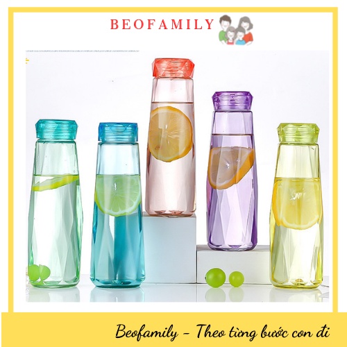 [UỐNG CŨNG CHẤT] Bình Nước Thủy Tinh 450ml Dáng Kim Cương Siêu Đáng Yêu Cho Các Chị Em - BEOFAMILY