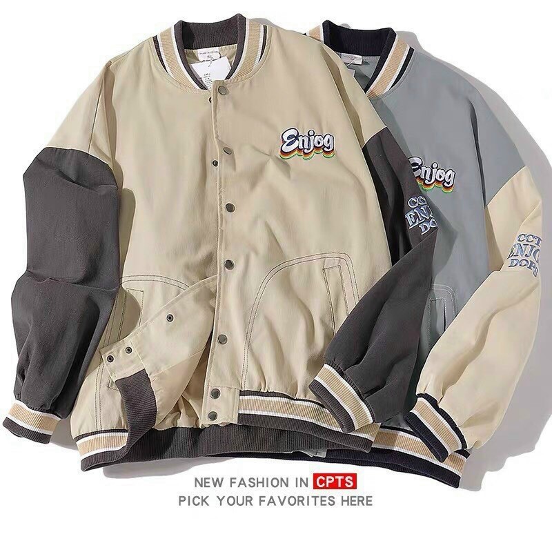 ÁO BOMBER KAKI 2 LỚP THÊU Enjog FORM UNISEX (hình chụp thật)