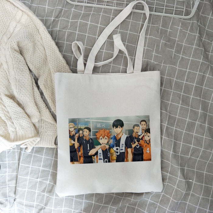 Bóng chuyền Junior Haikyuu Anime Túi vải Túi xách Túi Tote dung tích lớn Túi mua sắm