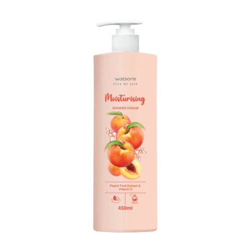 Kem Tắm Watsons Dưỡng Ẩm Da Chiết Xuất Đào &amp; Vitamin E Moisturising Shower Cream 450ml