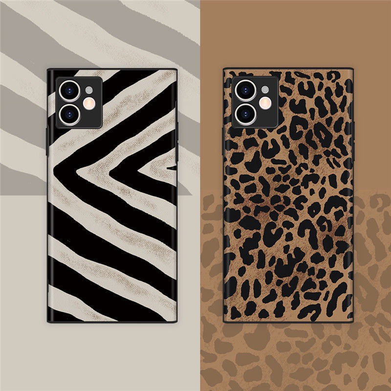 Ốp điện thoại silicone tpu in da báo thích hợp cho iPhone 11 12promax 7 8Plus SE X XS XR XSMAX 11pro max 12promax Mini