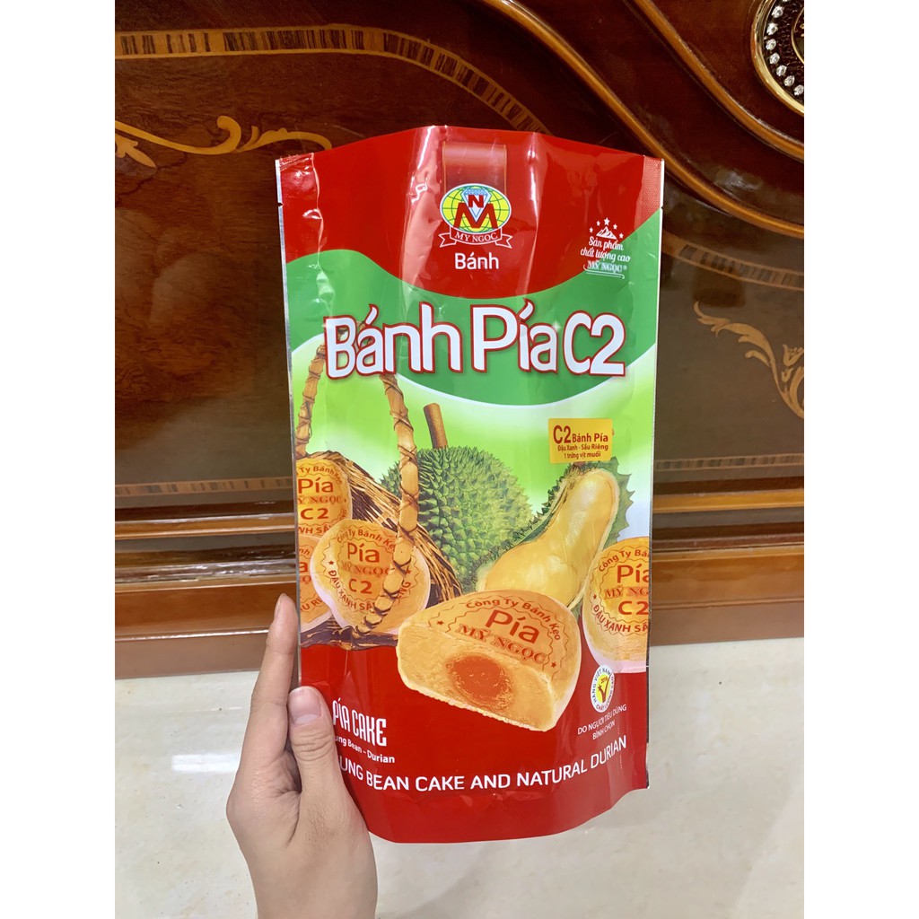 MỸ NGỌC _ 500g Bánh pía C2 ĐẬU XANH, SẦU RIÊNG, TRỨNG MUỐI - Pia Cake C2 with Mung beans, Durian 500g