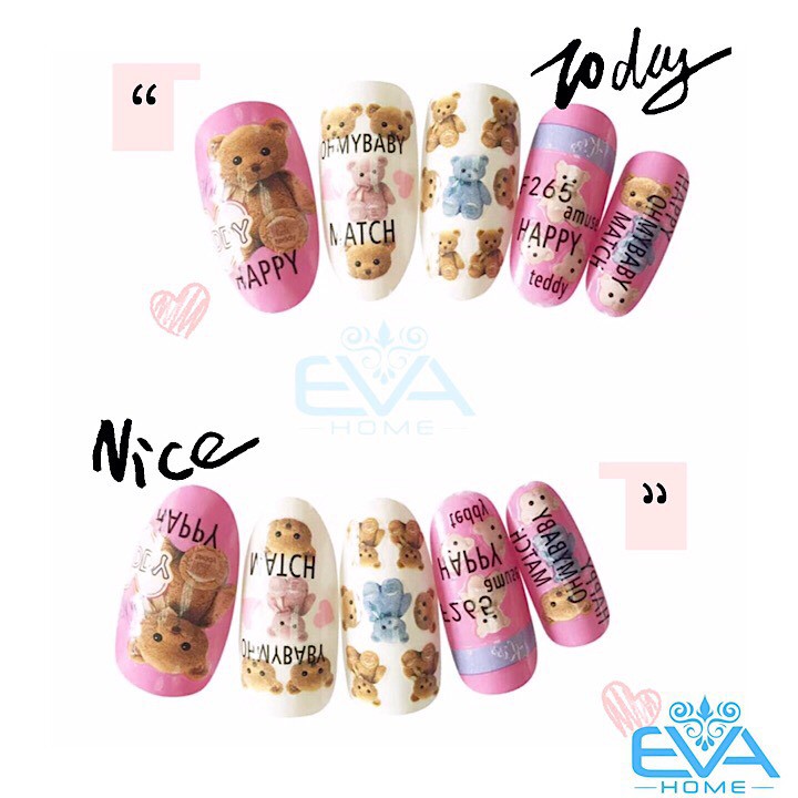 Miếng Dán Móng Tay 3D Nail Sticker Tráng Trí Hoạ Tiết Chú Gấu Dễ Thương Cute Bear F265