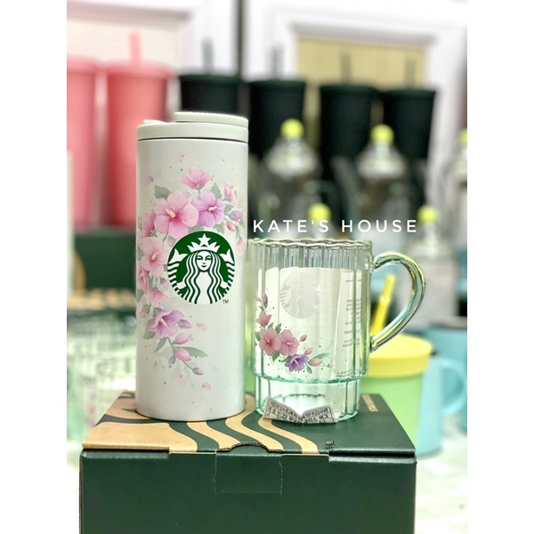 Cặp đôi bình giữ nhiệt, cốc thuỷ tinh Starbucks Korea 2022