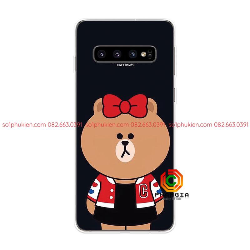 Ốp Lưng in hình đẹp Samsung Galaxy S9 S9+ S10 S10+ Plus S10e Lite TPU mềm Case gấu nâu Two
