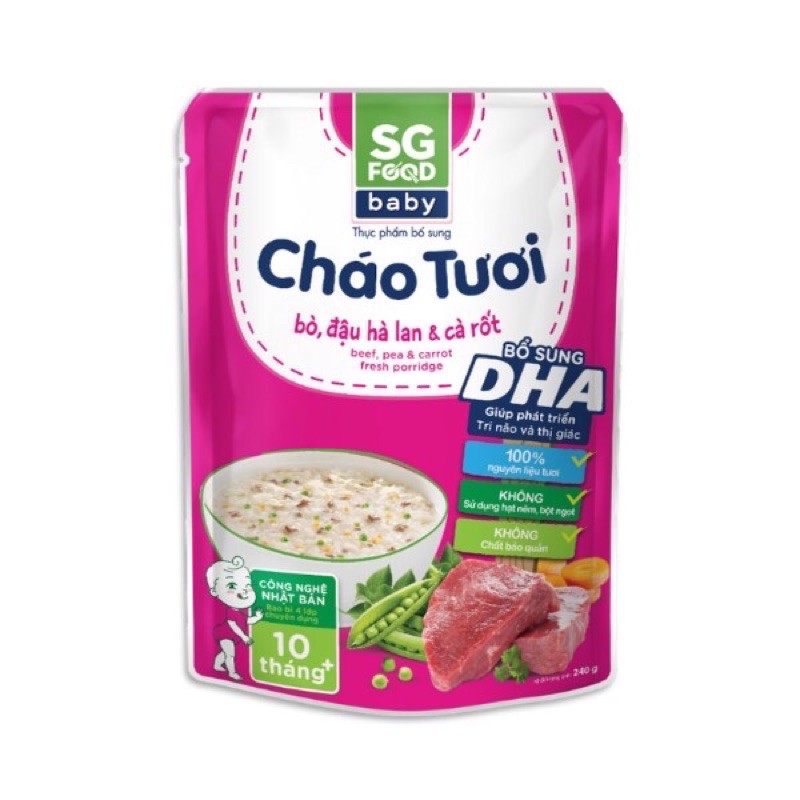 [Đại lí Lĩnh Nam] Cháo tươi baby Sài Gòn Food 240g cho bé từ 10 tháng date mới