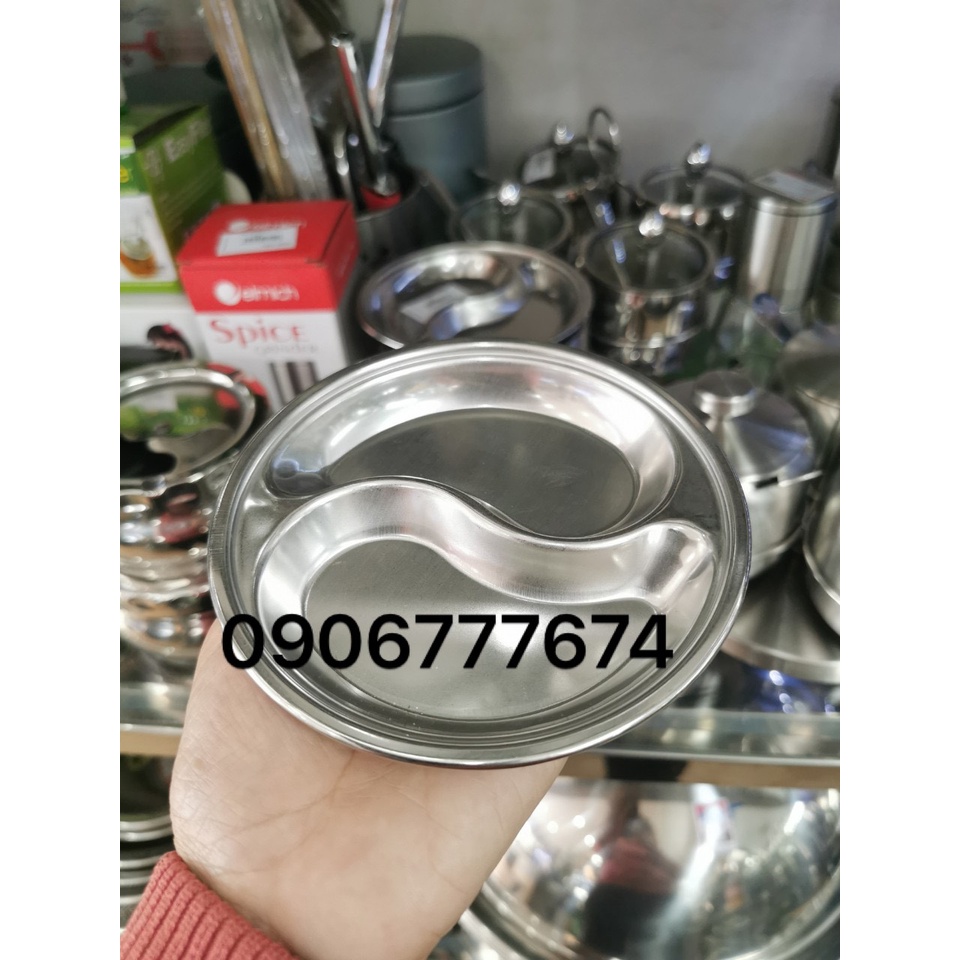 Dĩa Tương / Dĩa Đựng Gia Vị Inox 2 Ngăn