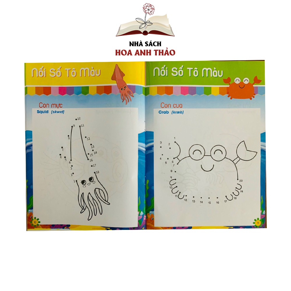 Sách - Tô màu nối số thông minh song ngữ anh việt Bộ 8 quyển