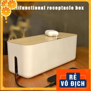 Hộp đựng ổ cắm điện, hộp nhựa abs đựng ổ điện, dây điện, sạc cáp nắp gỗ an toàn tiện lợi chống cháy nổ đa năng
