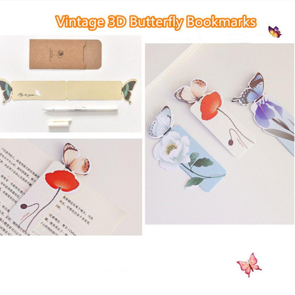 CHOOKEY Thẻ Đánh Dấu Trang Sách Hình Bướm 3D Dễ Thương