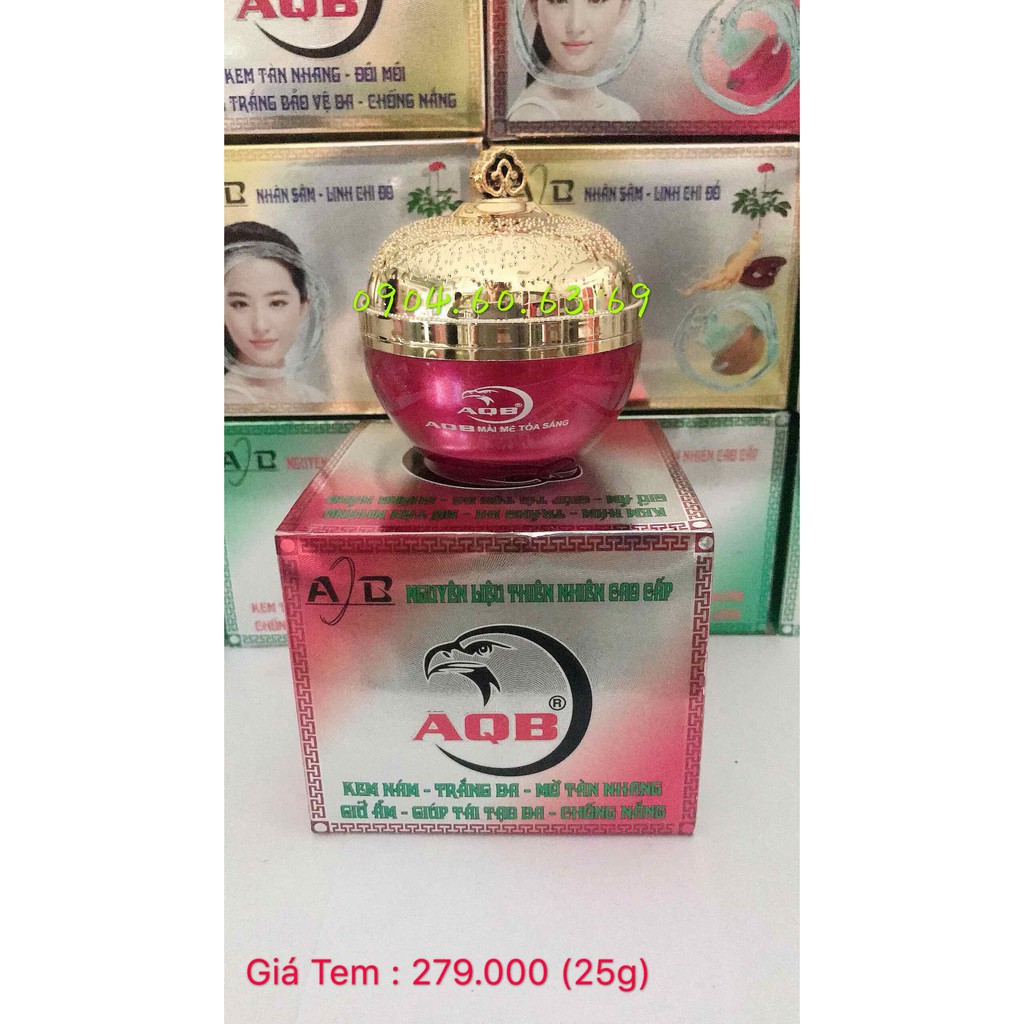 Kem Nhân Sâm Linh Chi Đỏ AQB 25g Nám-Trắng Da -Mờ Tàn Nhang-Giữ Ẩm-Giúp Tái Tạo Da-Chống nắng