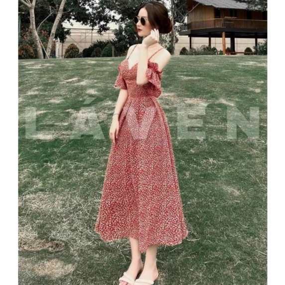 Đầm Hoa Nhí,đầm 2 Dây Hoa Nhí Thiết Kế Dáng Xòe Tay Phồng Trễ Vai Ôm Dáng Body Tiểu Thư Dự Tiệc Thời Trang [xm Minh Phúc