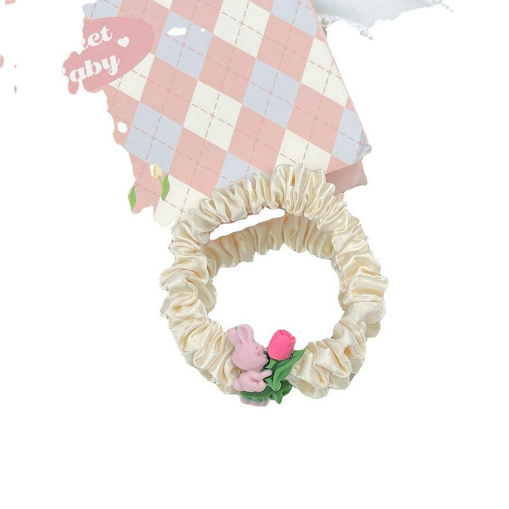 Scruchies Dây Buộc Tóc Thỏ Cầm Hoa Tulip Xinh Xắn Dành Cho Nữ