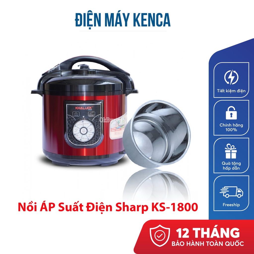 Nồi Áp Suất Điện Đa Năng Sharp KS-1800- KS180S Lòng Inox - Bảo hành 12 tháng