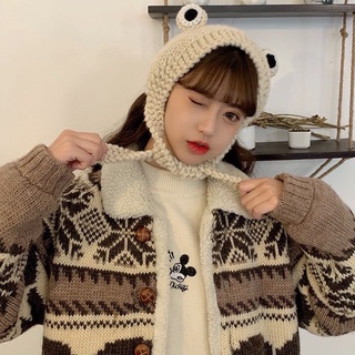 Mũ len nửa đầu thủ công hình ếch