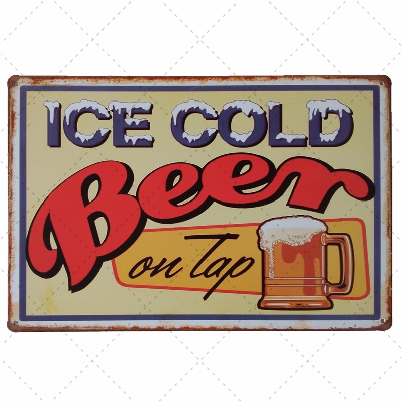 20x30cm Tranh thiếc chủ đề BEER ăn nhậu, trang trí decor quán nhậu, beer club, quán bar