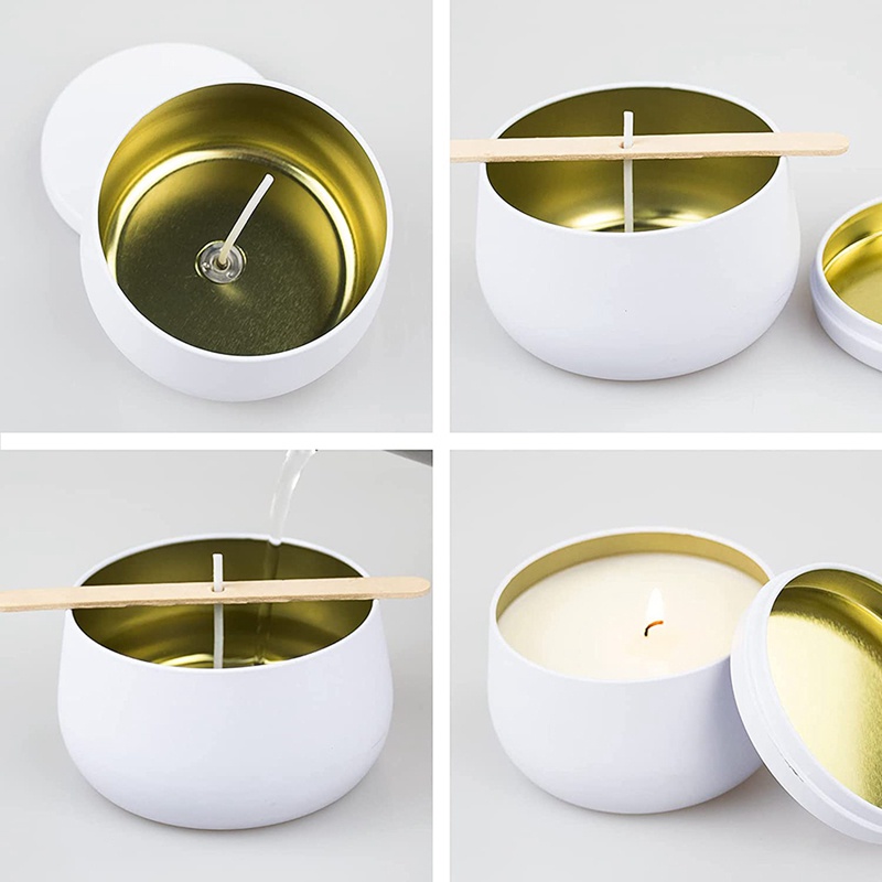 Set 12 Hộp Thiếc Đựng Nến DIY 8Oz Tiện Dụng