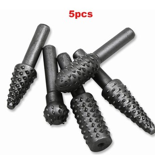 Bộ 5 đầu mài gỗ thép Carbon dùng Diy trục 6mm