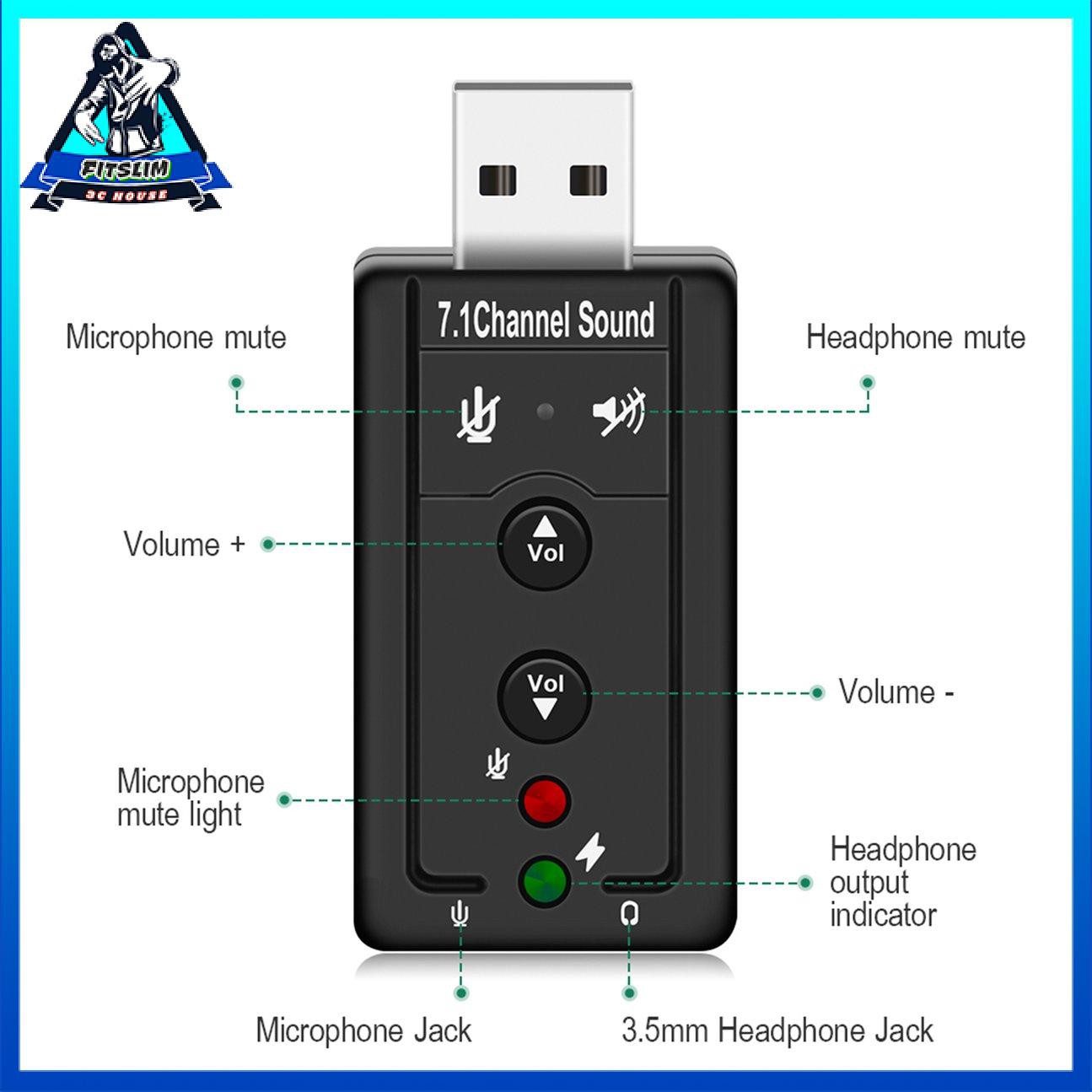 Usb Chuyển Đổi Thẻ Âm Thanh 7.1 Sang Jack 3.5mm